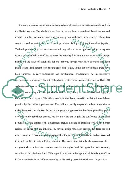 Ethnic Conflict in Burma