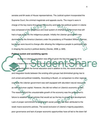 Liberia: Political System and Socializing Agents