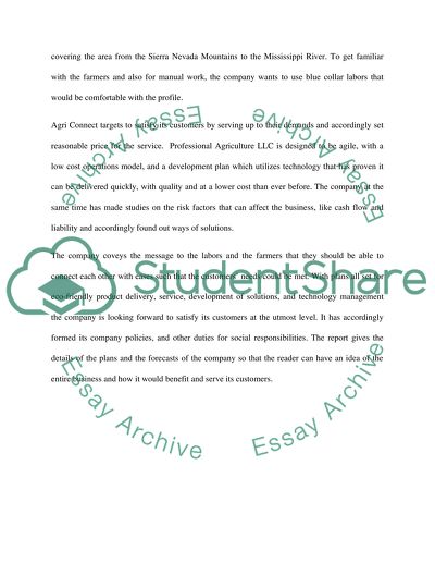 Business Plan for Professional Agriculture Limited Liability