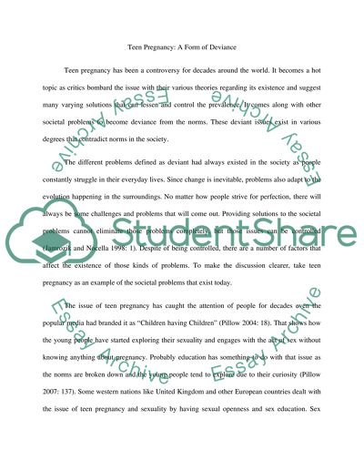 Is Teen Pregnancy a Form of Deviance