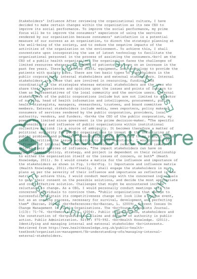 Stakeholders Influence