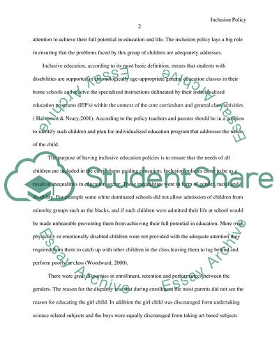 Inclusion Policy Issues