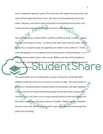 The Odyssey and Metamorphoses and Their Social Purpose in Modernity