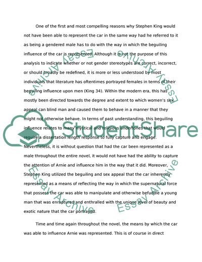 Gender and Stephen Kings Christine