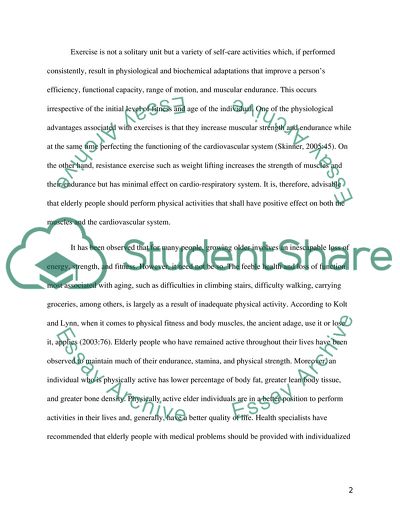 Physical Activities among the Elderly