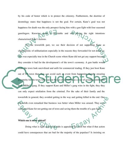 Philosophical View of High Noon Movie (Ethics)