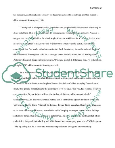 Comparison between A Midsummer Nights Dream and Merchant of Venice