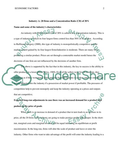 Economic Factors for Concentration Ratio Industry