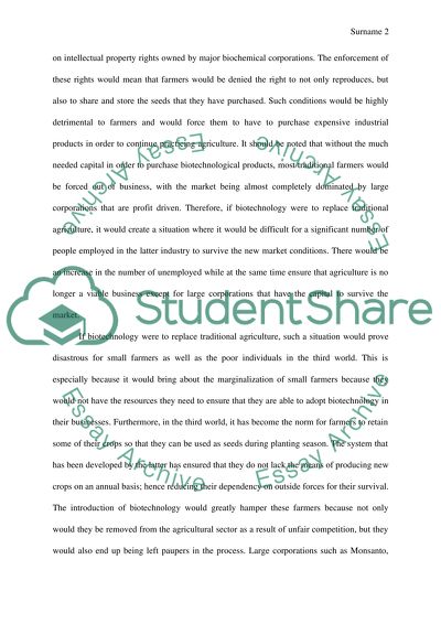 The Introduction of Biotechnology in Traditional Agricultural