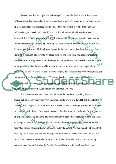 War and Its Influences Progress of Civilization