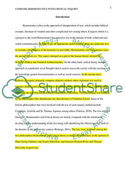 Hermeneutics vs Critical Inquiry