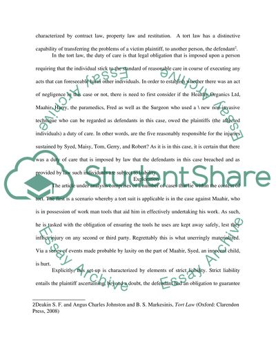 Tort Law and Elements of a Tort Case