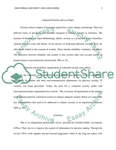 Industrial Security and Loss Paper