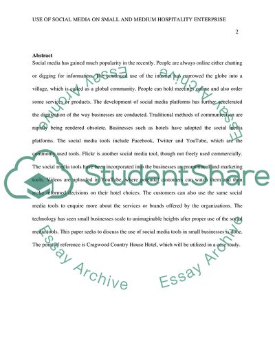 Use of Social Media on Small and Medium Hospitality Enterprise