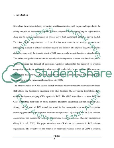 Implementation of a CRM in B2B with the Example of Aviation Business