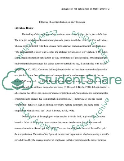Influence of Job Satisfaction on Staff Turnover