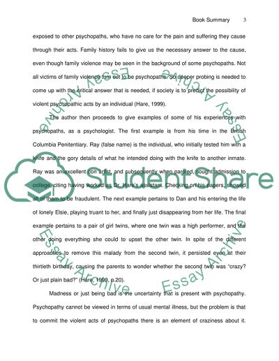 Book Report/Summary of Without Conscience: The Disturbing World of the Psychopaths among Us