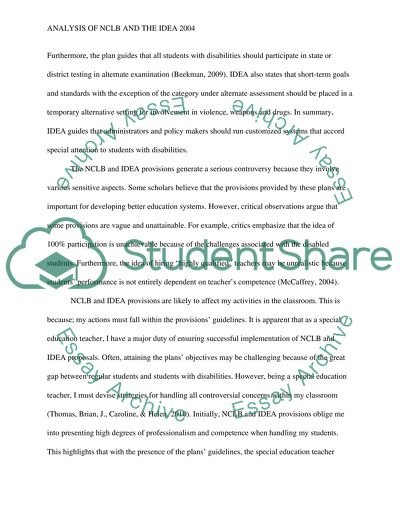 Analysis of NCLB and IDEA 2004