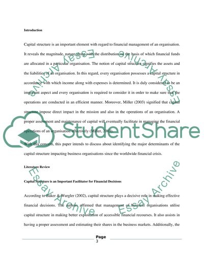 The Key Determinants of Capital Structure since the Global Financial Crisis