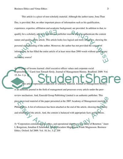 Business and Virtue Ethics