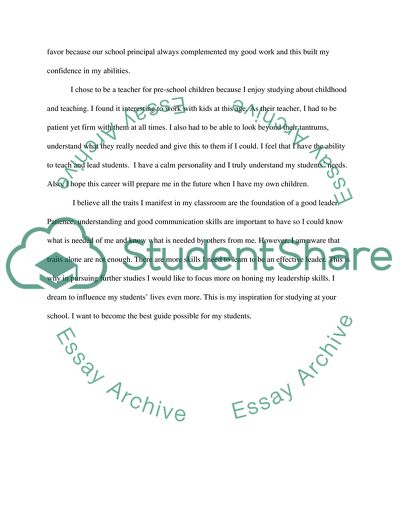 Statement of purpose in Leadership to Catholic University