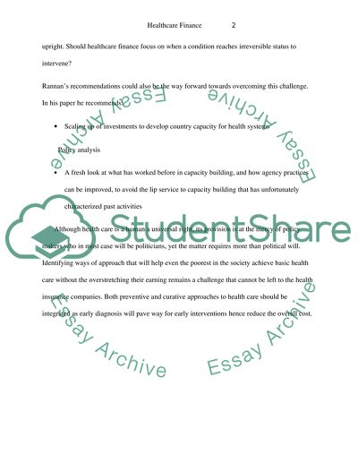 Healthcare Finace Article Review