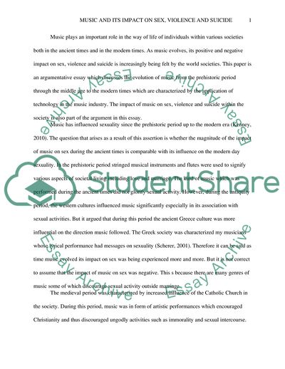 The Evolution of Music and Its Impact on Sex, Violence and Suicide