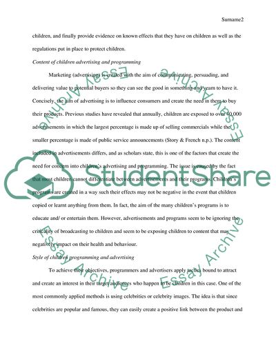 The Content of Childrens Programs and Advertisements