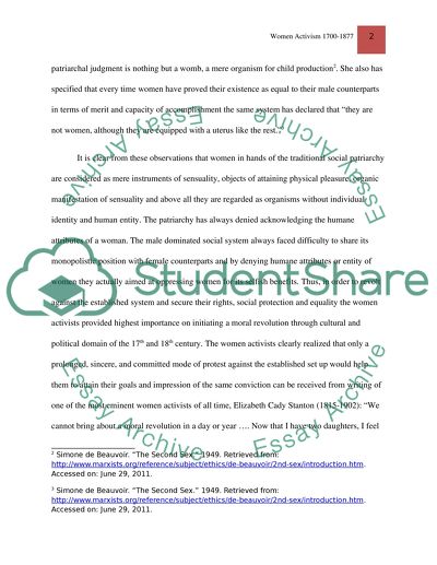 Women activism, 1700-1877