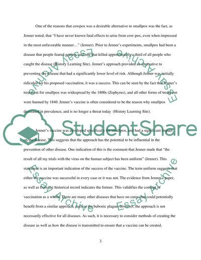 Jenners Theory in Treating Smallpox, and Can this Theory be Used to Cure the Bubonic Plague