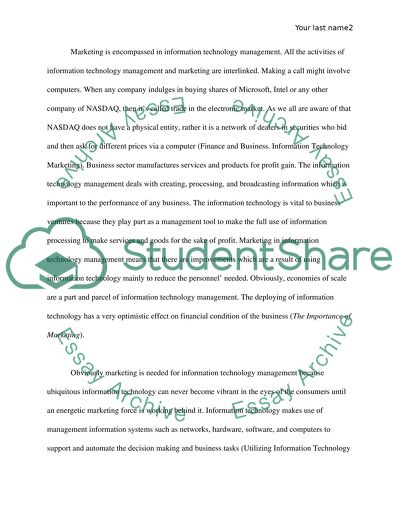 Why and / or how marketing is important to your information technology management