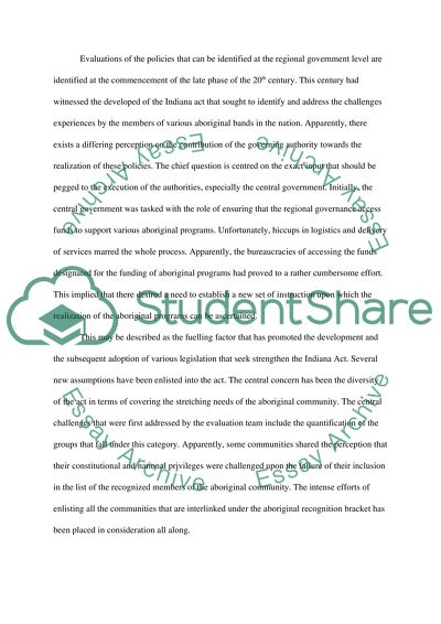 Changes in Federal Policies Towards Band Government - Aboriginal Bands