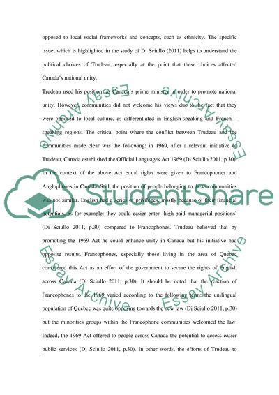 The Legacy of Pierre Trudeau on National Unity