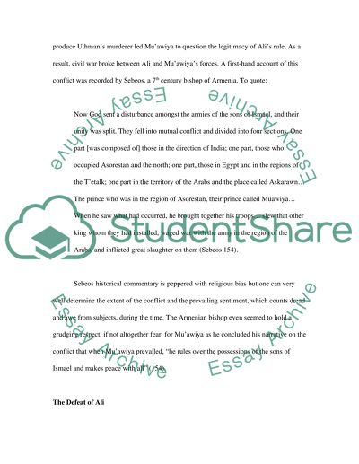 The Battle for Supremacy of Ali and Muawiya