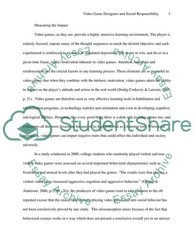 Violent Video Games: Video Game Designers and Social Responsibility