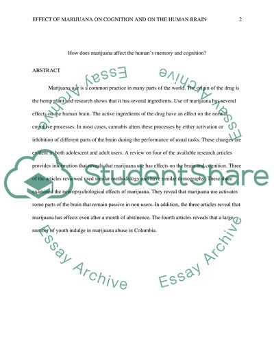 Influence of Marijuana on Human Memory and Cognition