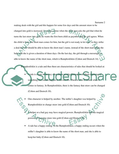 Analysis Paper Of Rumplestiltskin