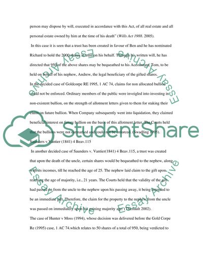 Case Study involving Trust laws