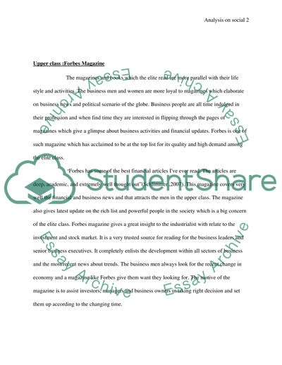 Social Classes Analysis