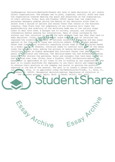 Managerial Decision-Making