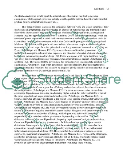 Externality and differences between the Pigovian and Cosian views