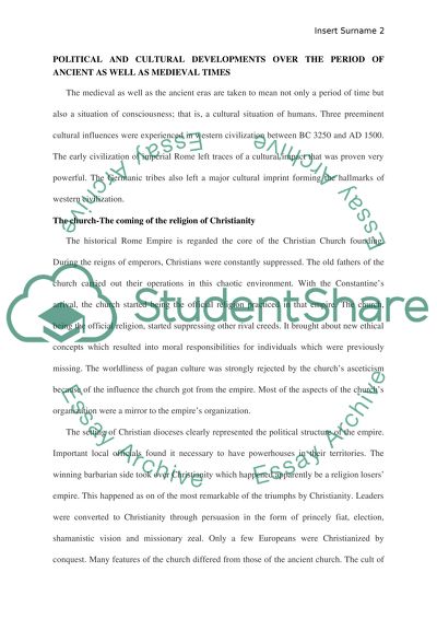 Cultural and Political Developments of the Medieval and Ancient Eras