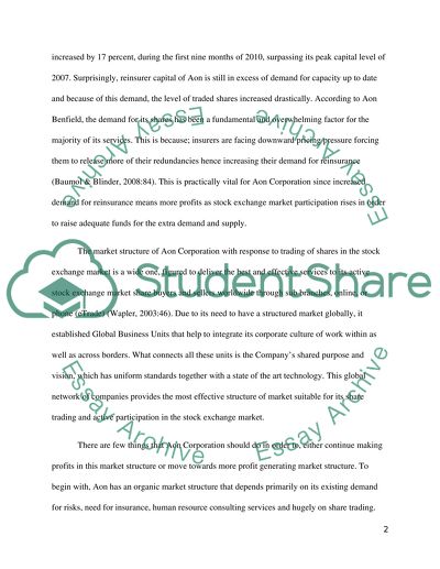 Macro and Micro-Economic Factors Affecting the Performance of Aon Corporation Shares