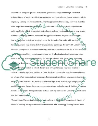 An Impact of Computers on Learning