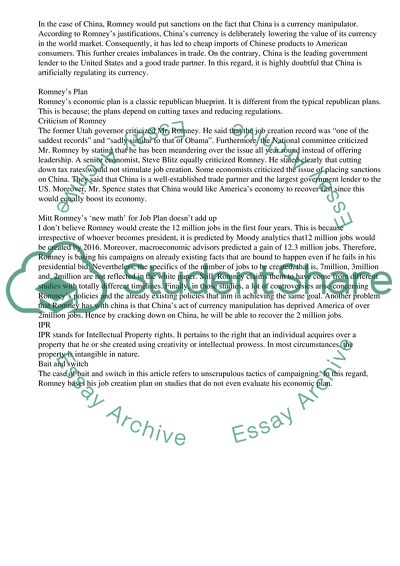 Romney Lays Out His Economic Plan