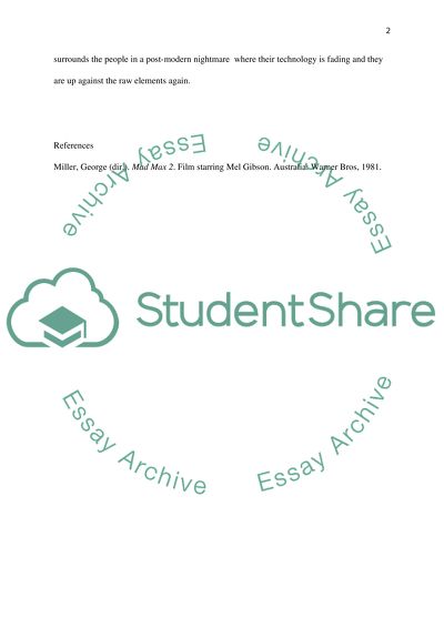 Function of place in Mad Max 2 by Georgre Miller 1981 (film)