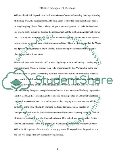 Effective management of change