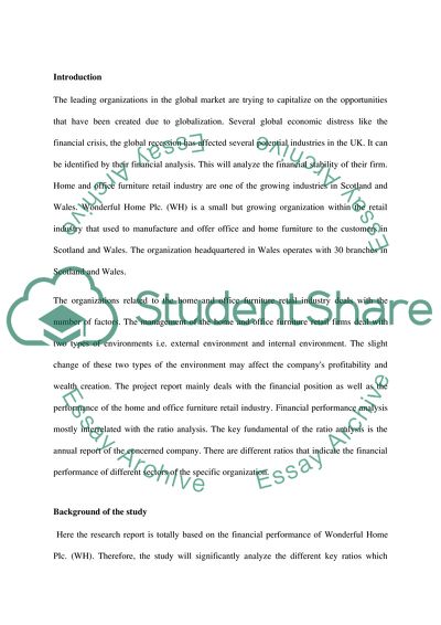 Financial Analysis Wonderful Home Plc