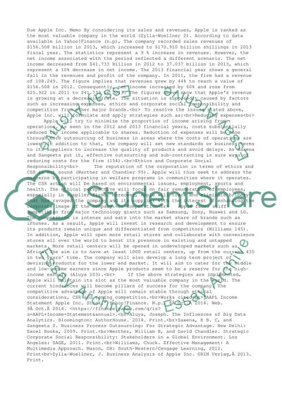 Memo of Analysing Apple Inc