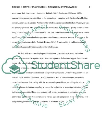 Discuss a contemporary problem in penolog